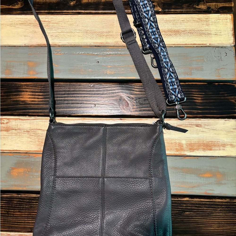 The Sak Charcoal Crossbody Bag with Patterned Strap